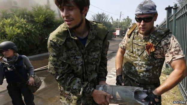 Pro-Russian militiamen in Donetsk, 14 Aug