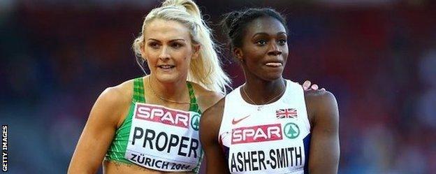 Dina Asher-Smith (right) and Ireland's Kelly Proper