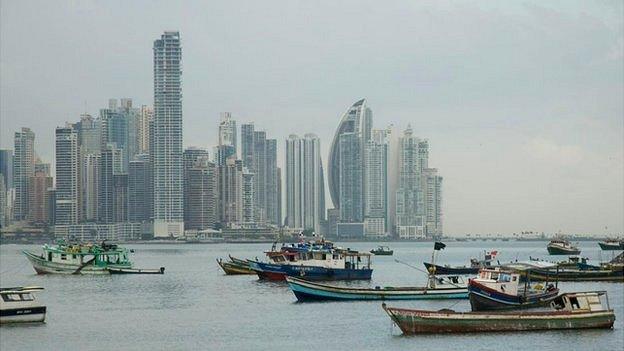 Panama Bay with the Panama City skyline