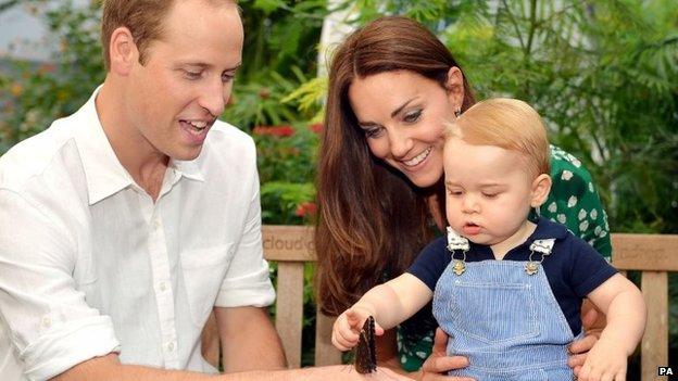 Prince George with the Duke and Duchess of Cambridge