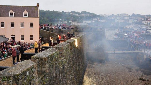 Twenty-one-gun salute at Castle Cornet