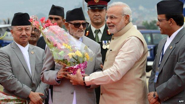 Modi meeting Nepal's leader - 2014