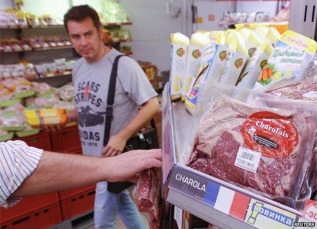 French meat on sale in Moscow