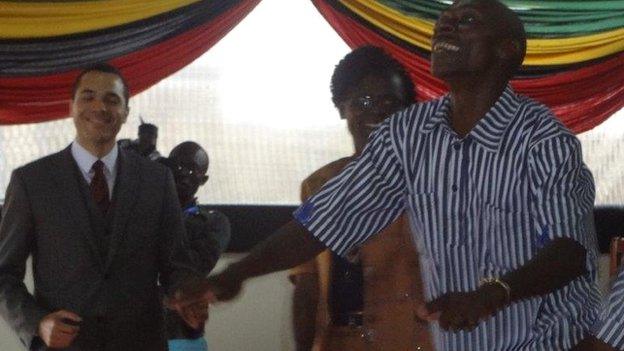 Dancing inmates at Peter Ouko's graduation in Kamiti prison in Nairobi, Kenya - Friday 15 August 2014