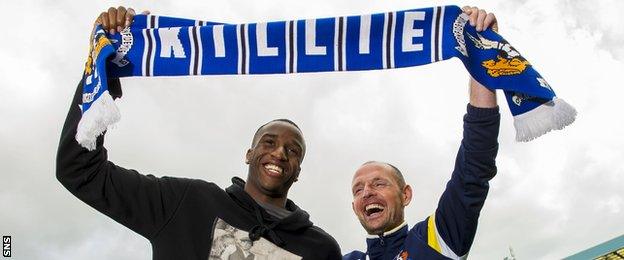 Kilmarnock forward Michael Ngoo and manager Allan Johnston