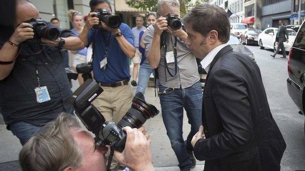 Argentina"s Economy Minister Axel Kicillof arrives at a press conference at the Argentine Consulate in New York July 30, 2014.