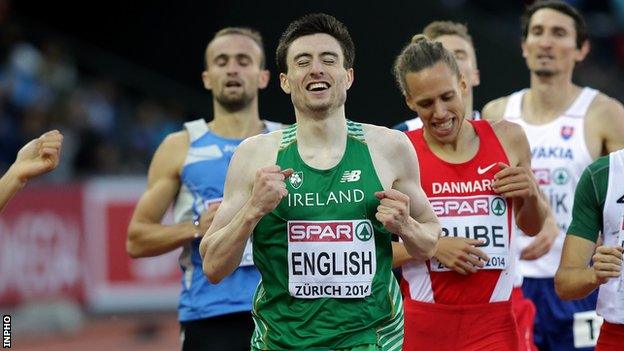 Mark English celebrates winning bronze in Zurich