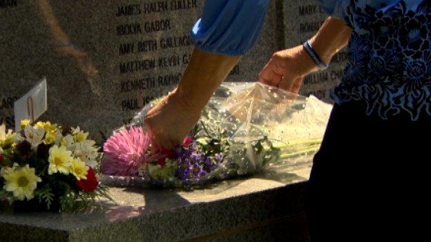 Carol laid flowers in the Lockerbie remembrance garden