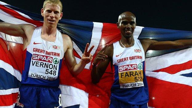 Mo Farah and Andy Vernon