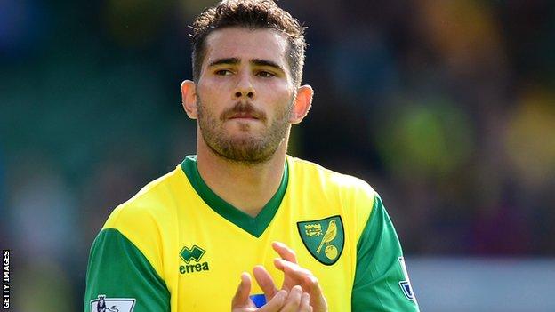 Norwich midfielder Bradley Johnson