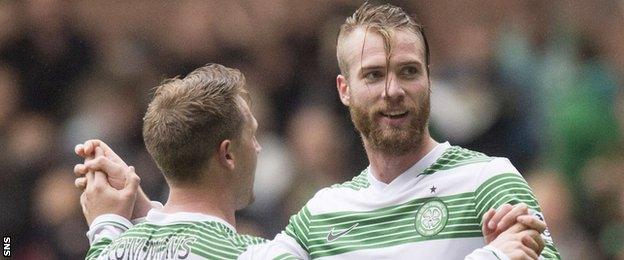 Celtic players Kris Commons and Jo Inge Berget