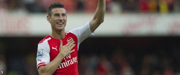 Laurent Koscielny scores for Arsenal