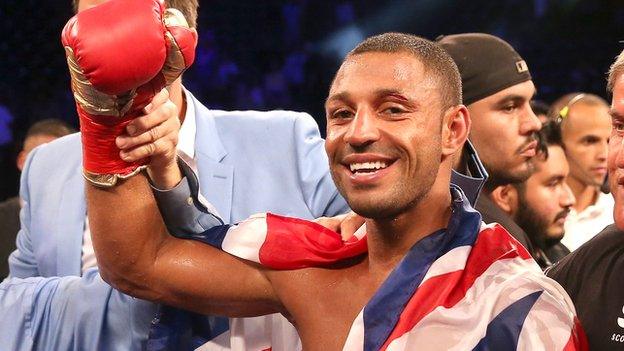 Kell Brook celebrates beating Shawn Porter