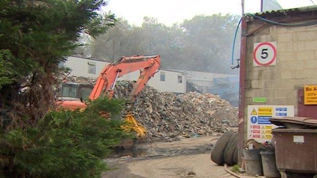 Recycling fire in Swindon