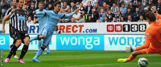 David Silva scores for Manchester City