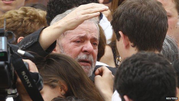 Former President Luiz Inacio Lula da Silva at the public mass in Recife