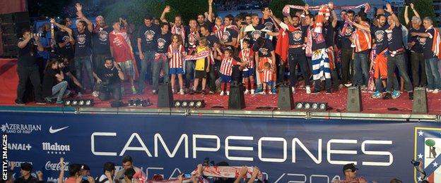 Atletico Madrid players celebrate league title