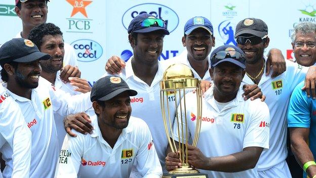 Sri Lanka with the Test series trophy