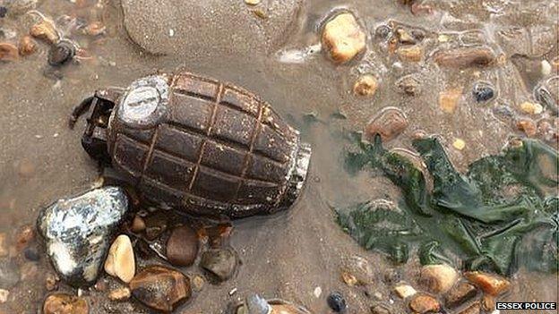 Grenade found on Dovercourt beach by Clair Watson