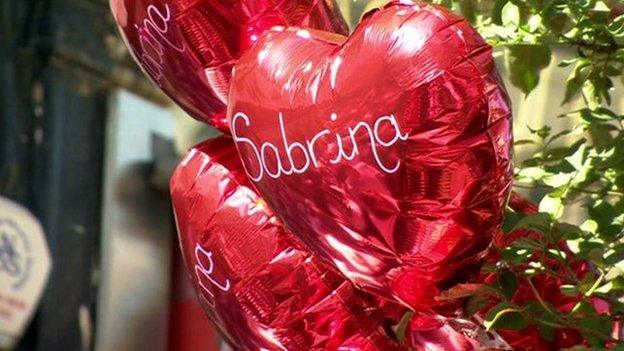 Balloons at the vigil of Sabrina Moss