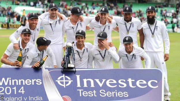 England celebrate at the Oval