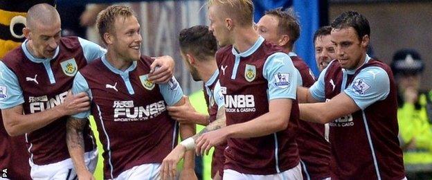 Burnley celebrate opening goal