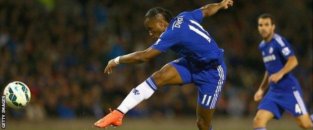 Didier Drogba goes close for Chelsea