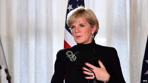 Australian Foreign Minister Julie Bishop speaks to the media during a press conference at the conclusion of the AUSMIN talks in Sydney on 12 August 2014