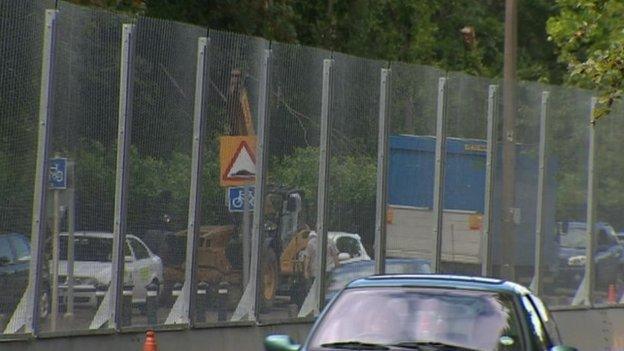 Security fencing in Cardiff for the Nato summit