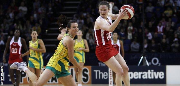 Karen Atkinson playing for England