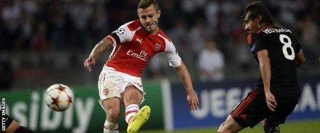 Jack Wilshere had Arsenal's first shot on target after 39 minutes