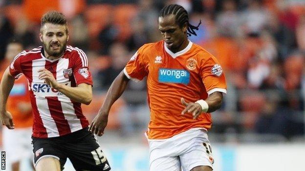 Brentford's match-winner Stuart Dallas and Blackpool goalscorer Nathan Delfouneso