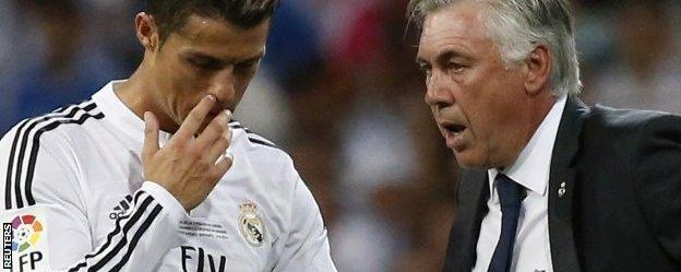 Cristiano Ronaldo and Carlo Ancelotti