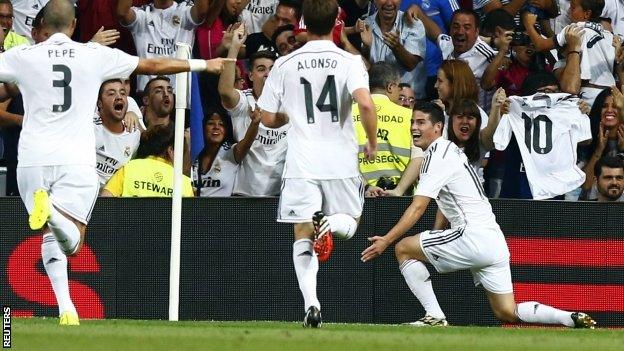 James Rodriguez celebrates