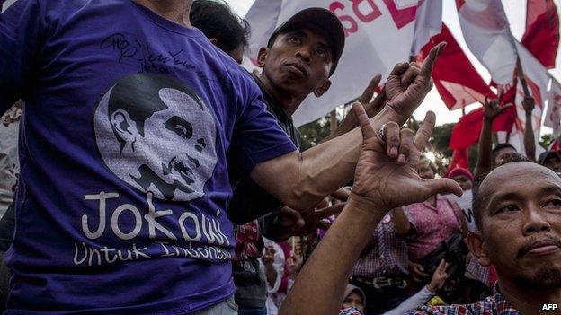 Elected Indonesian President Joko Widodo's supporters attend victory celebrations on 23 July, 2014 in Jakarta, Indonesia