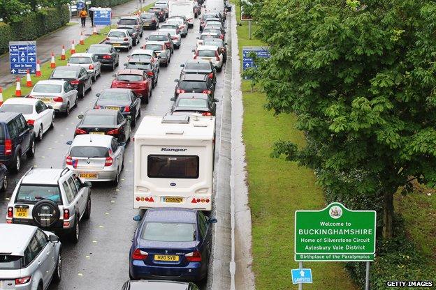 Traffic around Silverstone during the British Grand Prix, 2012