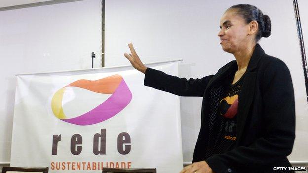 Marina Silva arrives to a press conference in Brasilia on 4 October, 2013