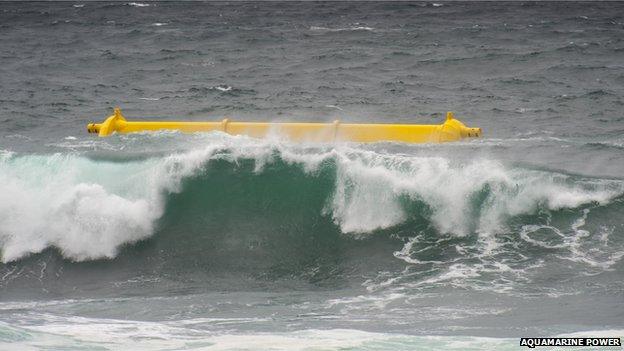 Aquamarine Power's Oyster 800 wave energy converter in operation