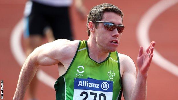 Jason Smyth in action in the T12 200m in Swansea on Thursday