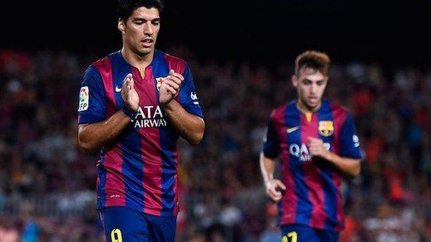 Luis Suarez celebrates