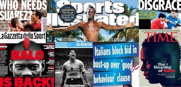 Luis Suarez and Mario Balotelli make headlines on newspapers