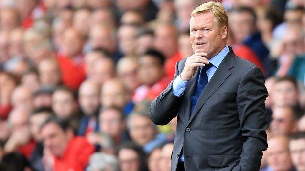 Southampton boss Ronaldo Koeman watches his side's match with Liverpool