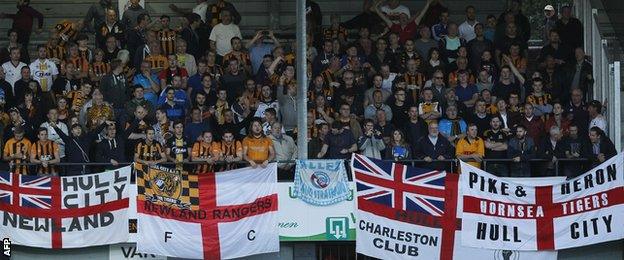 Hull City fans at Lokeren