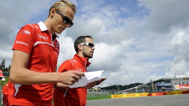 Max Chilton walks the Spa course ahead of the Belgian Grand Prix