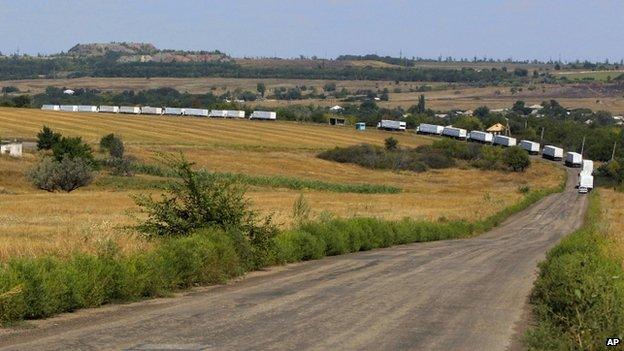 Russia's aid convoy inside Ukraine, 22 August