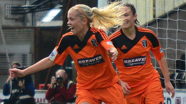 Denise O'Sullivan celebrates her goal in the Champions League group stage for Glasgow City