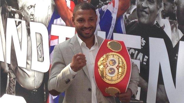 Kell Brook holding up his World champion belt