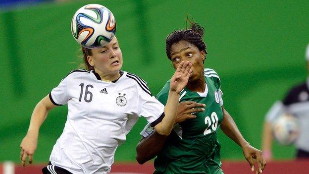 Joelle Wedemeyer of Germany and Uchechi Sunday of Nigeria