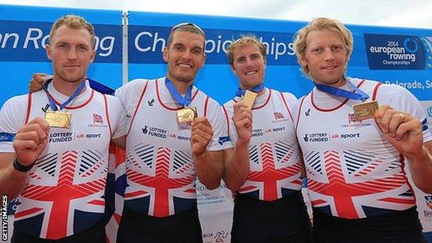 Great Britain's men's four at the European Championships