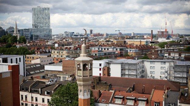 Scene of east London buildings